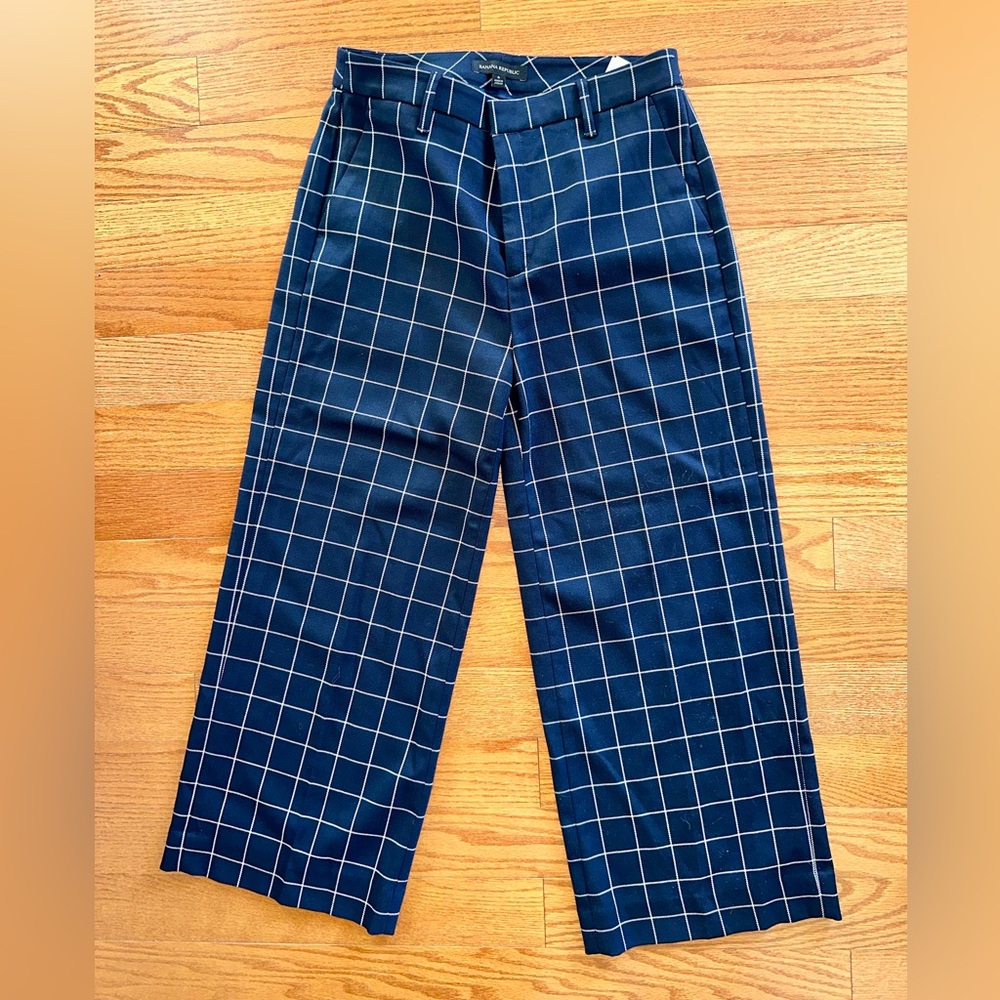 New Banana Republic Navy Blue/white Crop Straight Leg Pants- 6